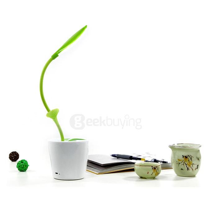 Bean Sprout Adjustable USB LED Desk Table Lamp Light with Pen Storage Organizer for Office Work Study - Green