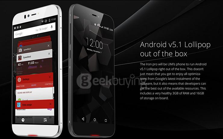 [HK Stock] UMI IRON Pro 4G LTE 5.5inch FHD Android 5.1 3GB 16GB Smartphone 64bit MTK6753 Octa Core 1.3GHz 13.0MP Touch ID - Silvery White
