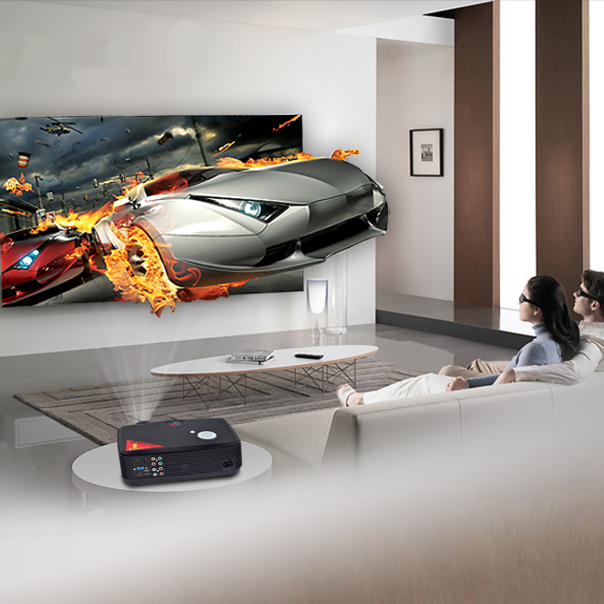 ProHome PH5 500 Lumens 800*600 LED Projector Home Theater with HDMI USB VGA Input - White