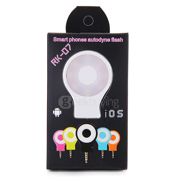 RK-07 Selfie Enhancing Flash Light External Self Control Autodyne Flash Light for iOS Android - White