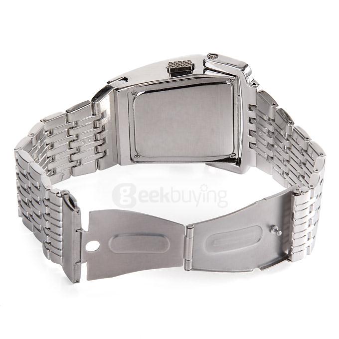 Personalized Iron Man Style Full Steel LED Digital Men Sports Watch 2 Conception Military Wrist Watch - Silver