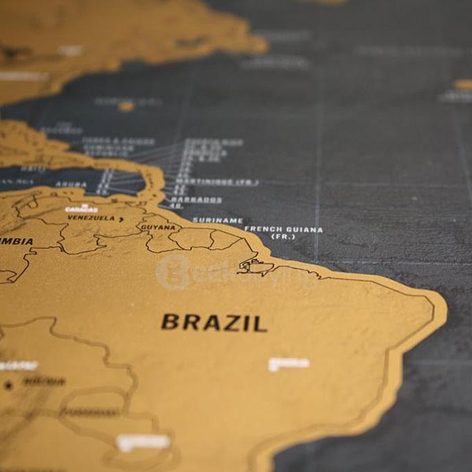 Black Luxury Scratch World Map Cylinder Packing Home Decor Gift