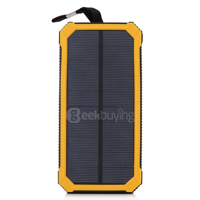 30000mAh Universal Solar Power Panel Charger Dual USB Power Bank for iPhone iPad Mobile Phones MP3 - Yellow