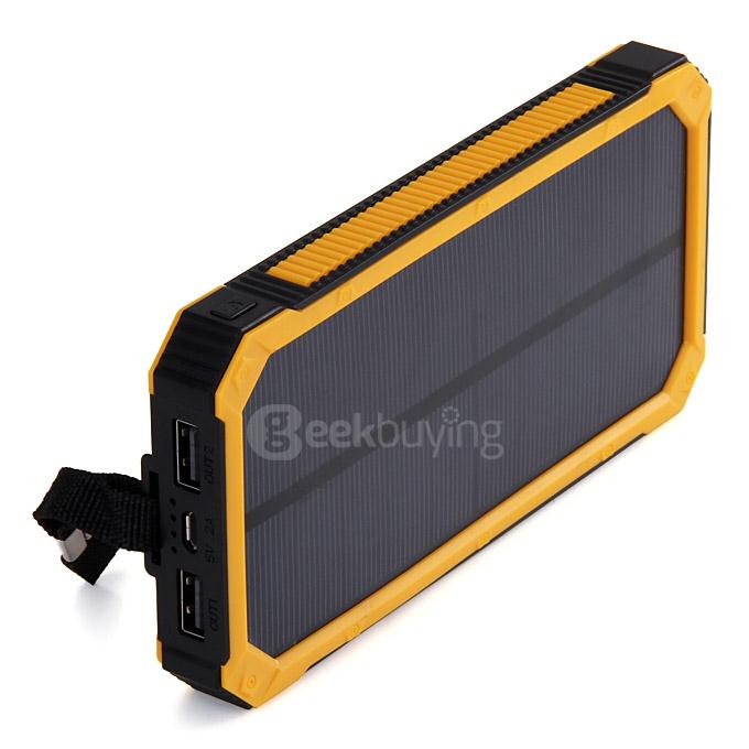 30000mAh Universal Solar Power Panel Charger Dual USB Power Bank for iPhone iPad Mobile Phones MP3 - Yellow