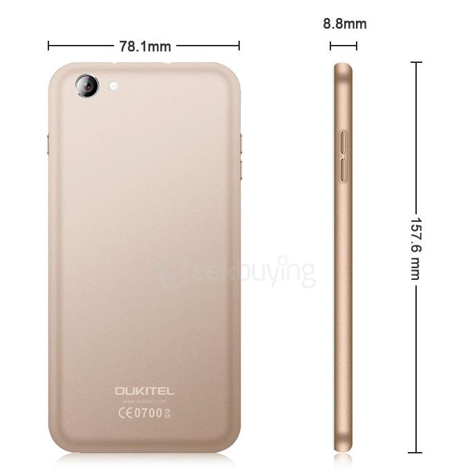 Oukitel U7 Pro 5.5inch IPS HD Android 5.1 1GB RAM 8GB ROM Smartphone MT6580 Quad Core 1.3GHz 13.0MP 3G GPS - Golden
