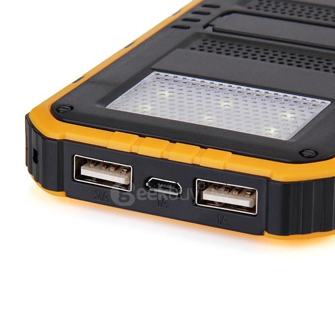 18000mAh Universal Solar Power Panel Charger Dual USB Power Bank for iPhone iPad HTC Lenovo Nokia - Yellow