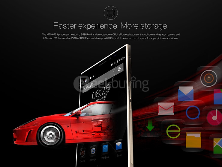 [HK Stock] DOOGEE F5 5.5Inch FHD Screen Android 5.1 3GB RAM 16GB ROM Smartphone 64bit MT6753 Octa Core Touch ID - Gold