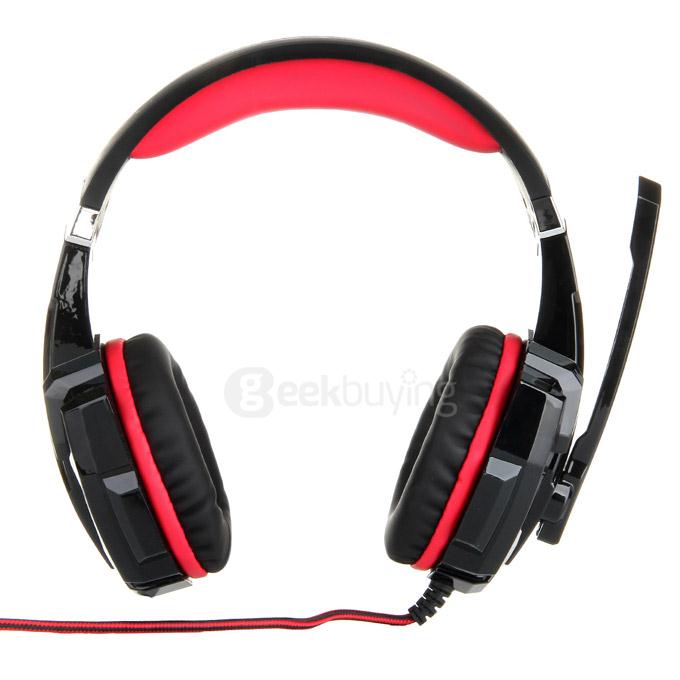 EACH G9000 3.5mm Glaring LED Light Gaming Headset w/ Mic for Laptop Phones PS4 - Red + Black