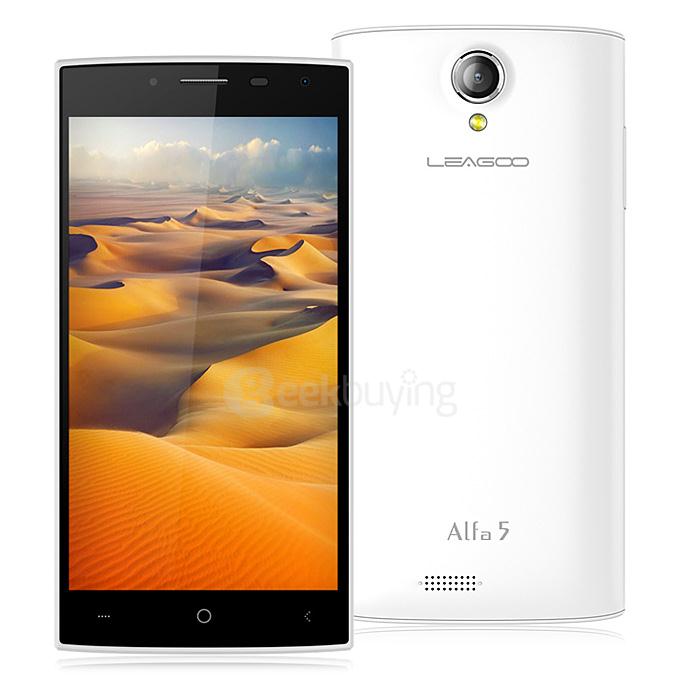 [HK Stock] LEAGOO Alfa 5 Smartphone 5.0inch IPS HD Spreadtrum SC7731 Quad core 1.3GHz 1GB RAM 8GB ROM 3G GPS Smart Wake - White