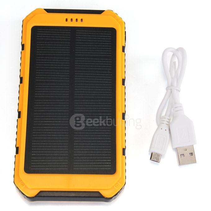 18000mAh Universal Solar Power Panel Charger Dual USB Power Bank for iPhone iPad HTC Lenovo Nokia - Yellow