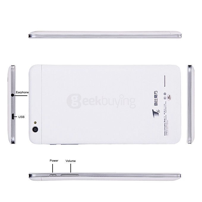 Cube T6 4G Phablet Android 5.1 Lollipop 6.98 Inch 4G/3G/2G Phone Call Tablet PC MT8735 Quad Core 1GB/8GB COF 1024*600 GPS Bluetooth WiFi - White