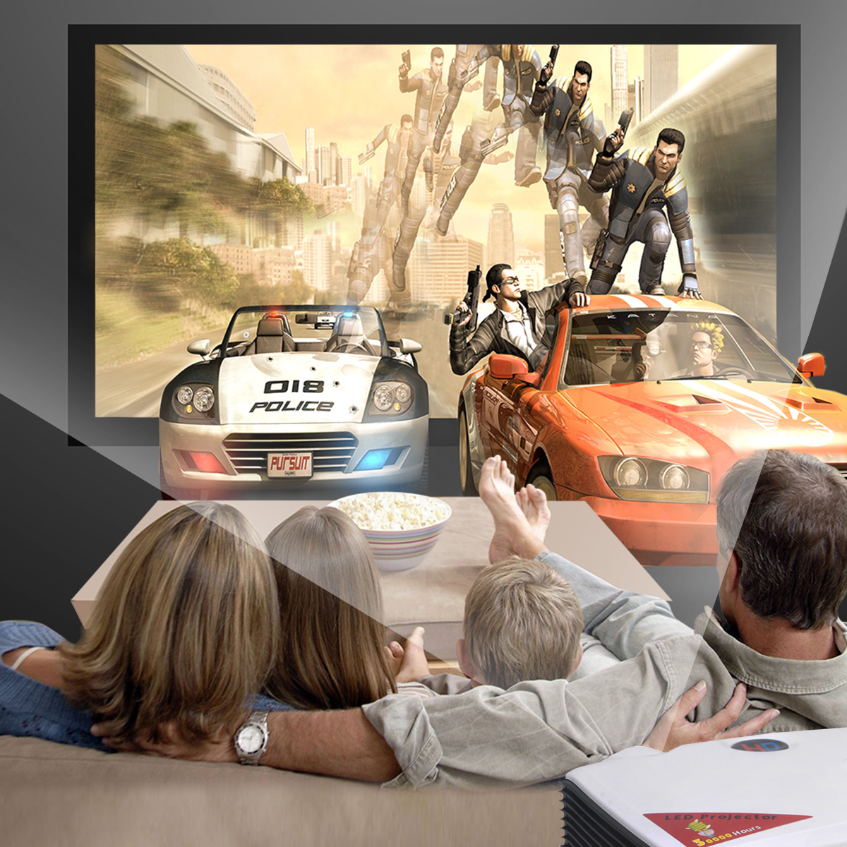 ProHome PH5 500 Lumens 800*600 LED Projector Home Theater with HDMI USB VGA Input - White