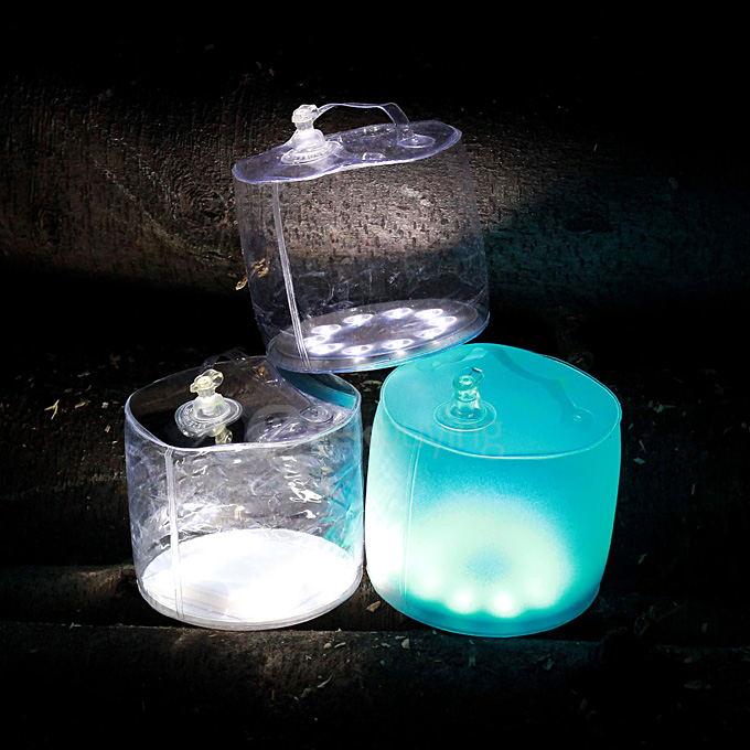 Portable Inflatable 10-LED RGB Light Solar Powered Folding Lantern w/ 8-Mode - White Light