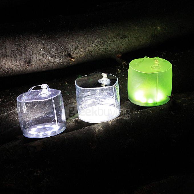Portable Inflatable 10-LED RGB Light Solar Powered Folding Lantern w/ 8-Mode - White Light