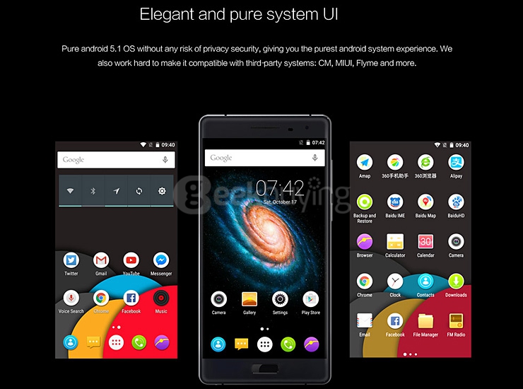 BLUBOO Xtouch 5.0inch FHD 4G LTE Android 5.1 3GB 32GB Smartphone 64bit MTK6753W Octa Core 13.0MP Touch ID - Dark Blue