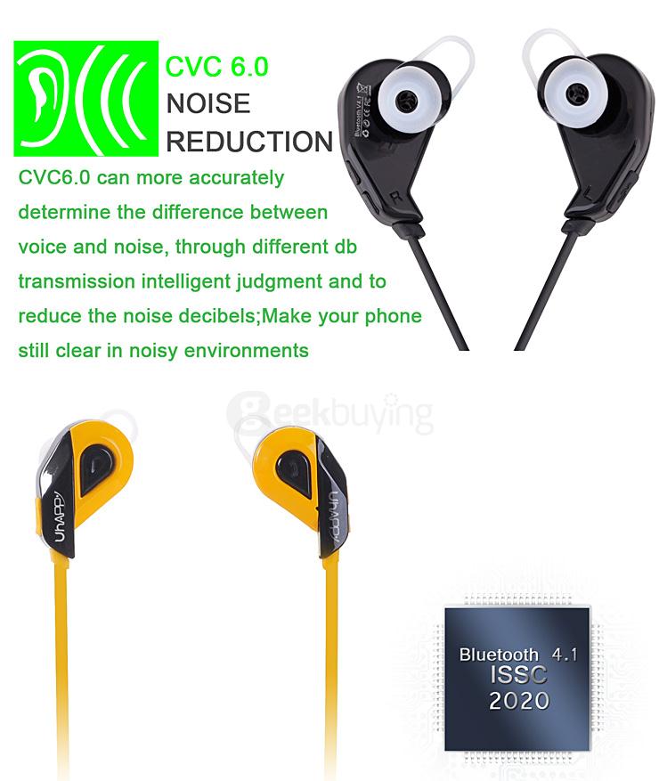 Uhappy S02 Sports Headset Bluetooth 4.1 Stereo Wireless Headset In-Ear Microphone Handfree Anti-Sweat Earphone - Black