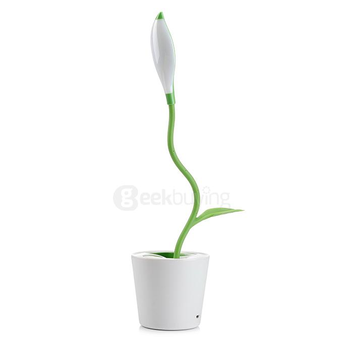 Bean Sprout Adjustable USB LED Desk Table Lamp Light with Pen Storage Organizer for Office Work Study - Green