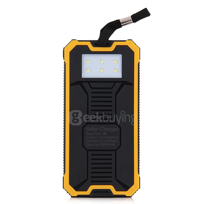 30000mAh Universal Solar Power Panel Charger Dual USB Power Bank for iPhone iPad Mobile Phones MP3 - Yellow