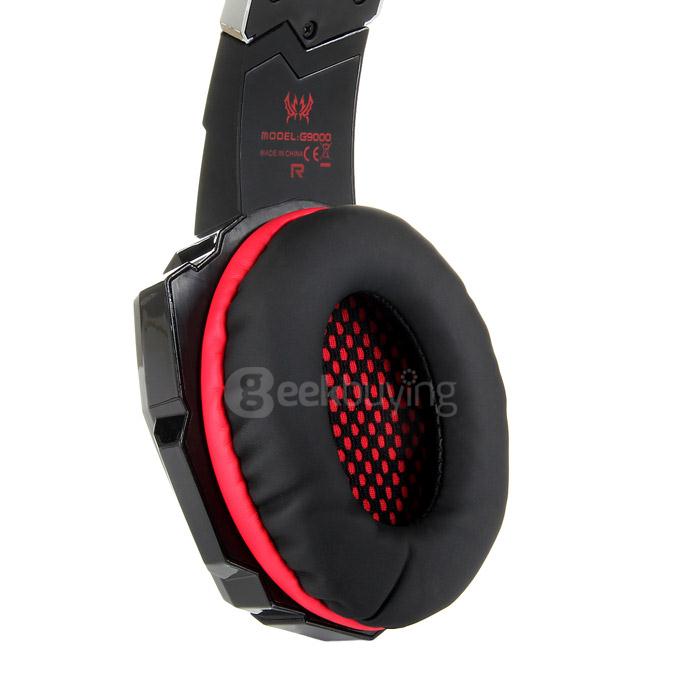 EACH G9000 3.5mm Glaring LED Light Gaming Headset w/ Mic for Laptop Phones PS4 - Red + Black