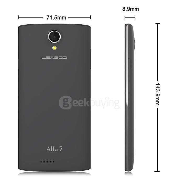 [HK Stock] LEAGOO Alfa 5 Smartphone 5.0inch IPS HD Spreadtrum SC7731 Quad core 1.3GHz 1GB RAM 8GB ROM 3G GPS Smart Wake - Black