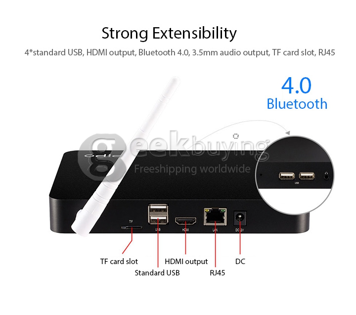 PIPO X7 Windows 10 Mini PC TV Box Media Player 2G RAM 32G ROM Intel Z3736F 2.16GHz Quad Core XBMC KODI WiFi Bluetooth - Black