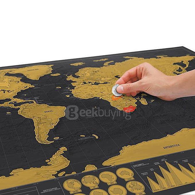 Black Luxury Scratch World Map Cylinder Packing Home Decor Gift