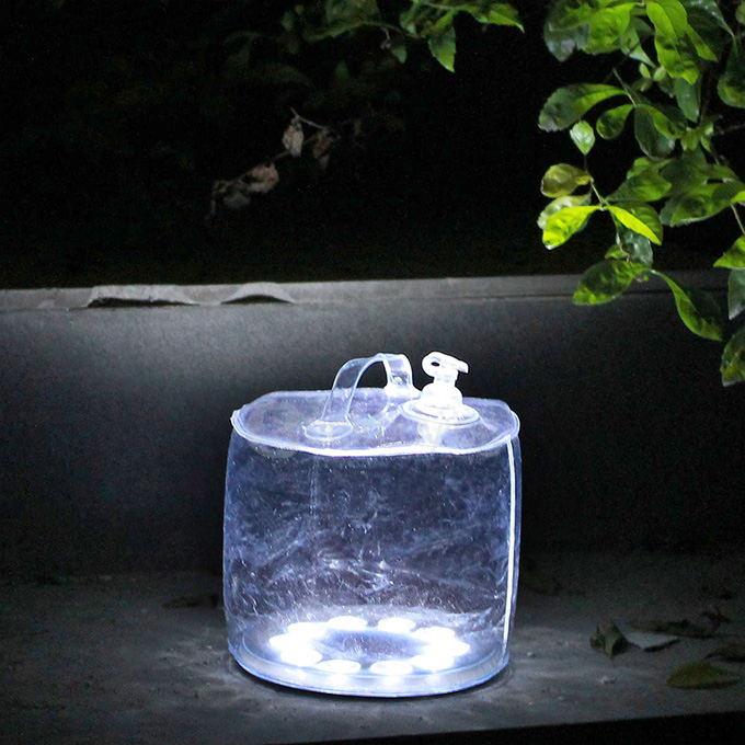 Portable Inflatable 10-LED RGB Light Solar Powered Folding Lantern w/ 8-Mode - White Light