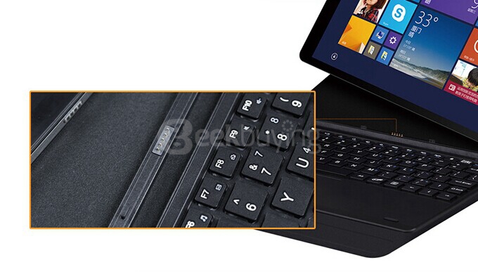 CHUWI Vi10 10.6 inch Removable Magnetic Docking Touchpad Keyboard with Leather Case - Black