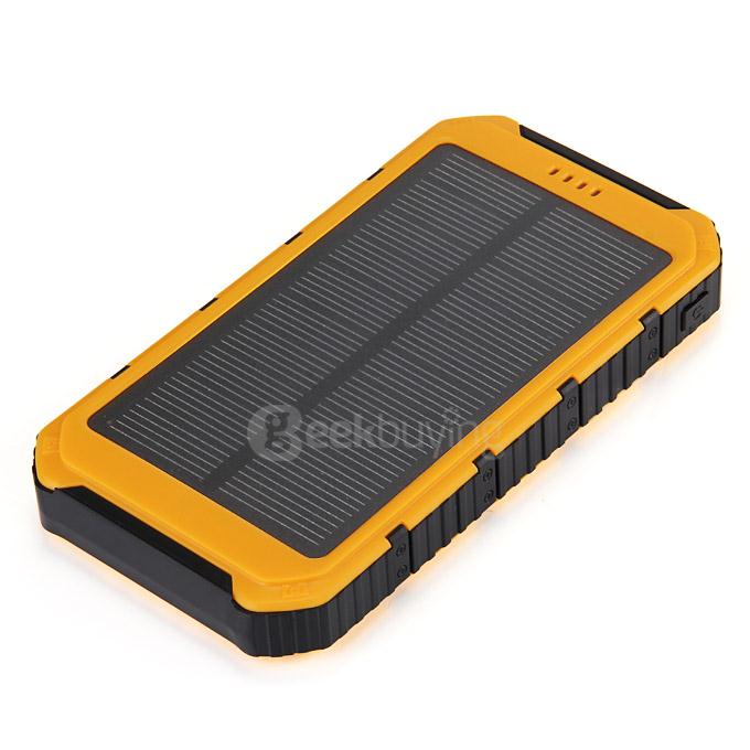 18000mAh Universal Solar Power Panel Charger Dual USB Power Bank for iPhone iPad HTC Lenovo Nokia - Yellow