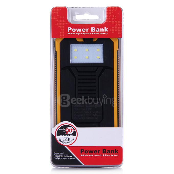 30000mAh Universal Solar Power Panel Charger Dual USB Power Bank for iPhone iPad Mobile Phones MP3 - Yellow