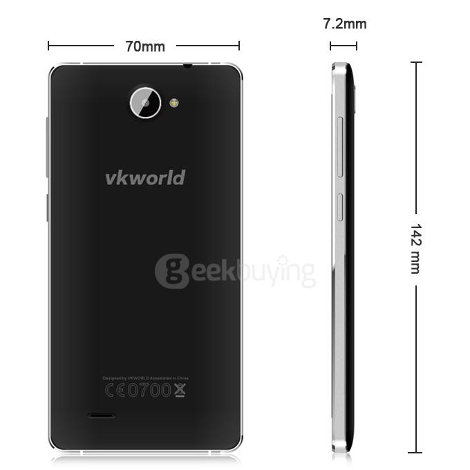 VKWORLD VK700X 5.0inch Android 5.1 1GB 8GB Smartphone MTK6580 1.5GHz Quad Core 3.0D IPS HD Screen 8.0MP 5.0MP Cameras -Black