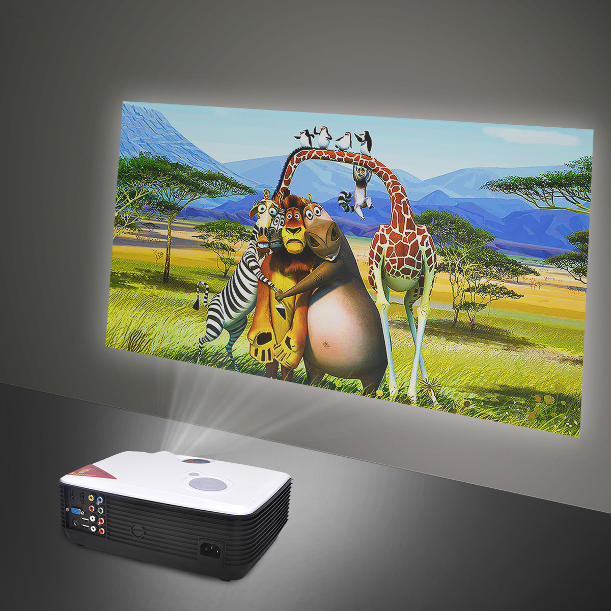 ProHome PH5 500 Lumens 800*600 LED Projector Home Theater with HDMI USB VGA Input - White
