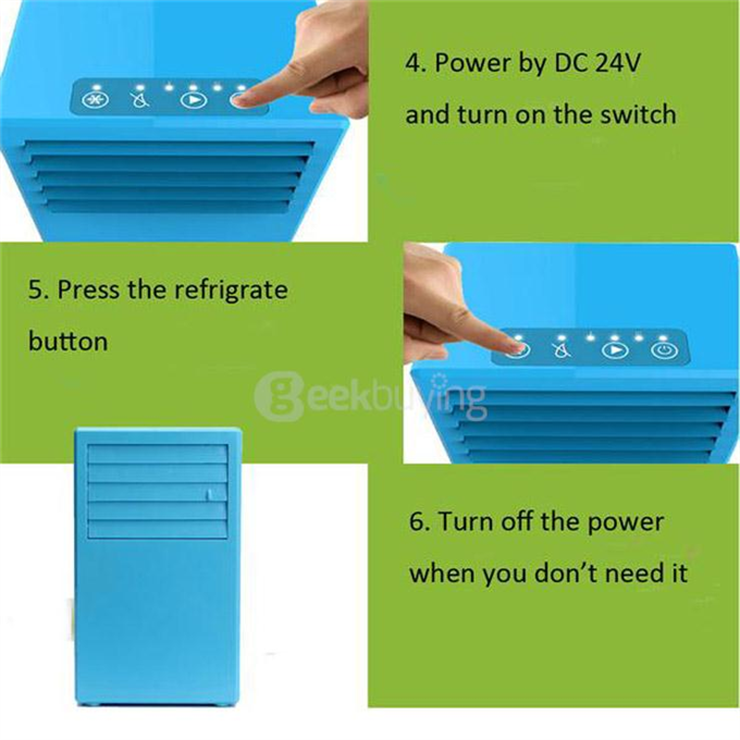 Mini Portable Air Conditioner Desktop Table Cooling Fan Mist Spray Touch Control - Green