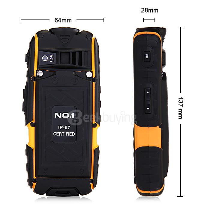 NO.1 A9 4800mAh Battery IP67 Waterproof Phone Dustproof Shockproof Flashlight FM Dual SIM Cards GSM Cell Phone - Orange