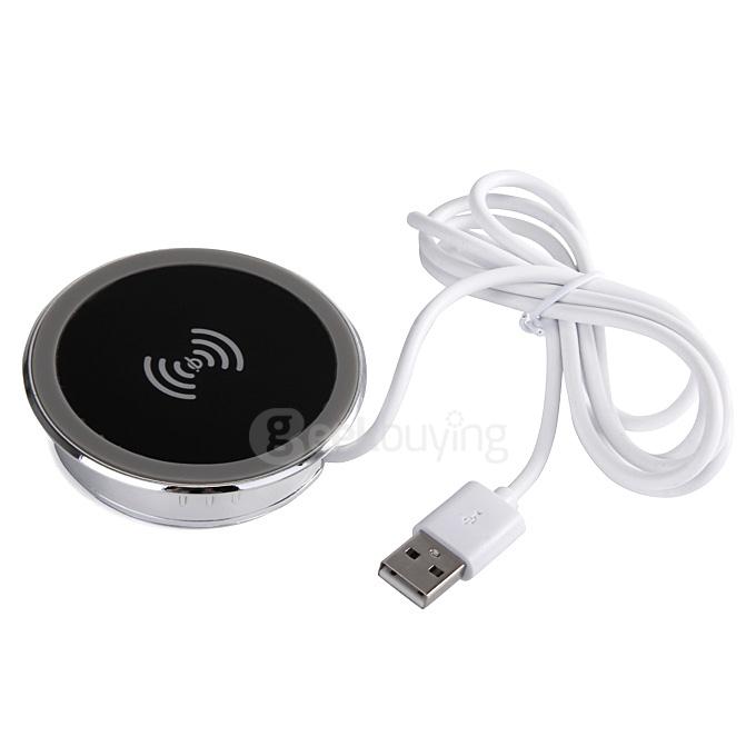 QI Standard Desk Wireless Charger Pad with USB Cable for Samsung/iPhone/LG/HTC - Black