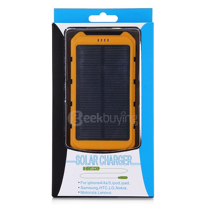 18000mAh Universal Solar Power Panel Charger Dual USB Power Bank for iPhone iPad HTC Lenovo Nokia - Yellow
