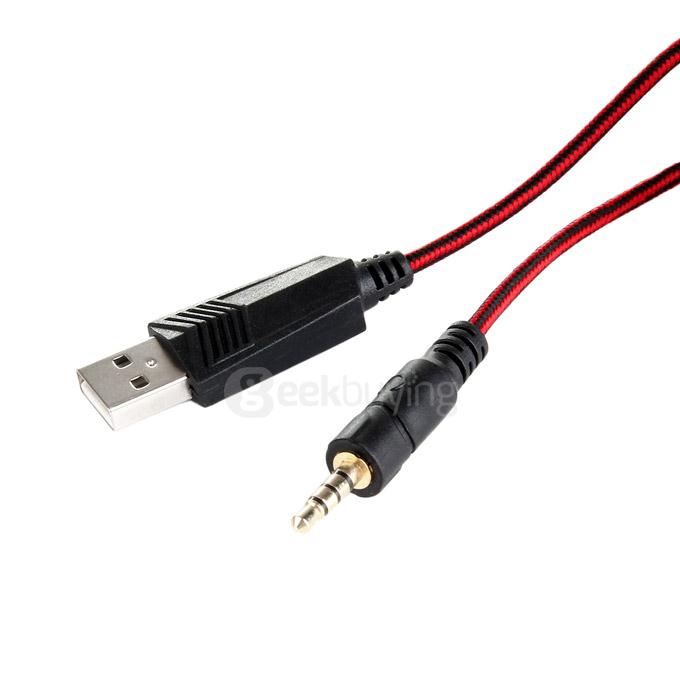 EACH G9000 3.5mm Glaring LED Light Gaming Headset w/ Mic for Laptop Phones PS4 - Red + Black