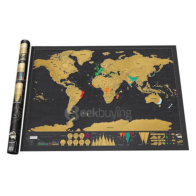 Black Luxury Scratch World Map Cylinder Packing Home Decor Gift