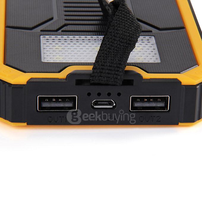 30000mAh Universal Solar Power Panel Charger Dual USB Power Bank for iPhone iPad Mobile Phones MP3 - Yellow