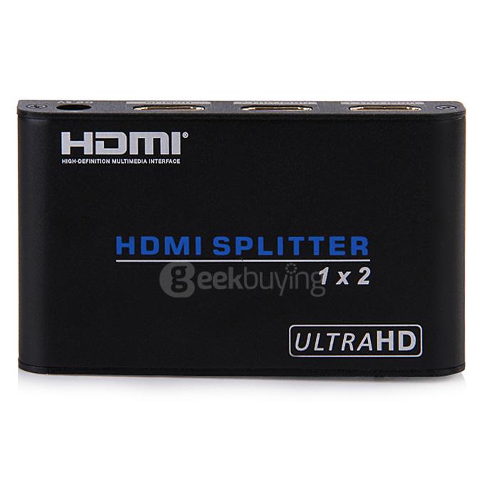 HDV-A12 UHD 4K*2K 3D HDMI 1x2 Splitter Audio Converetr Adapter 1080P HDMI Switcher Support HDCP for TV DVD - Black