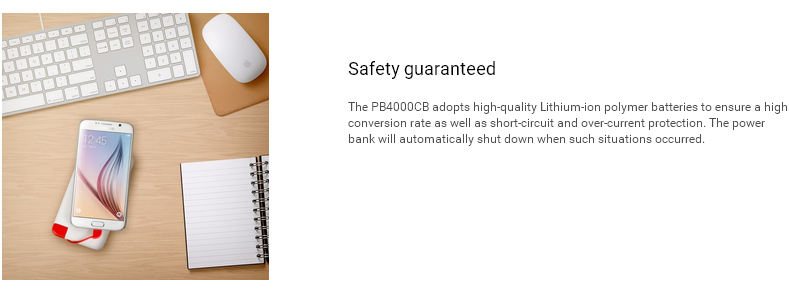 EasyAcc 4000mAh Power Bank Ultra-Slim Portable External Battery Charger Built-in Micro USB Cable