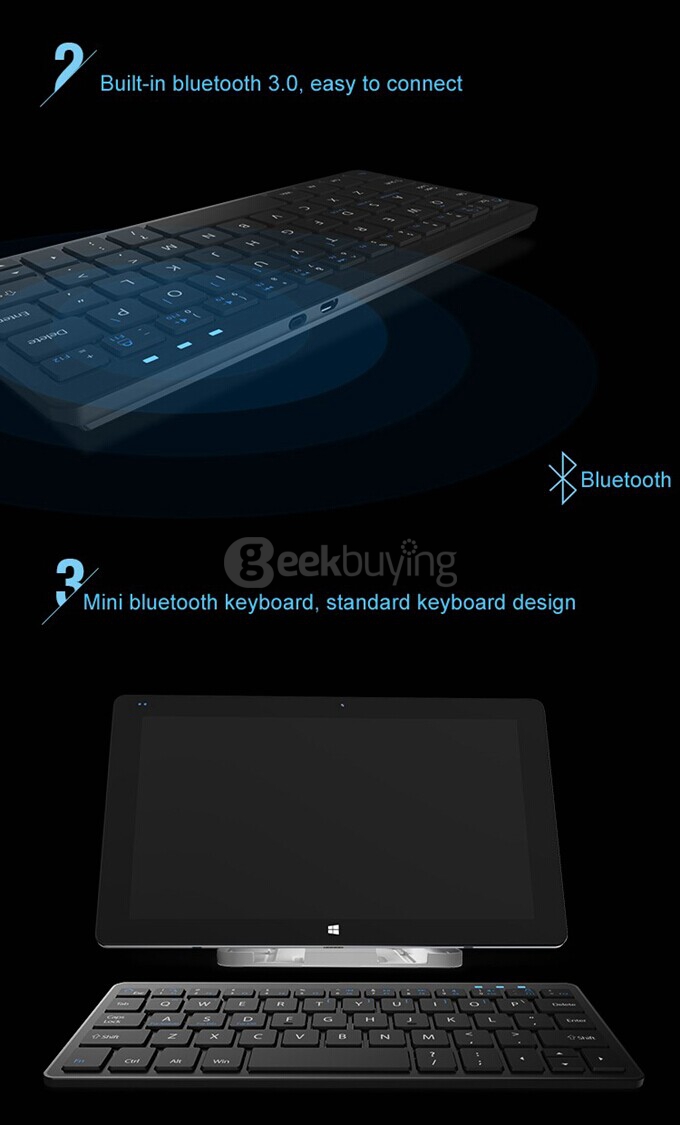 Cube CBK01 Wireless Bluetooth 3.0 Keyboard with Case Holder For Cube Series Tablets Android Windows iOS Tablets - Black