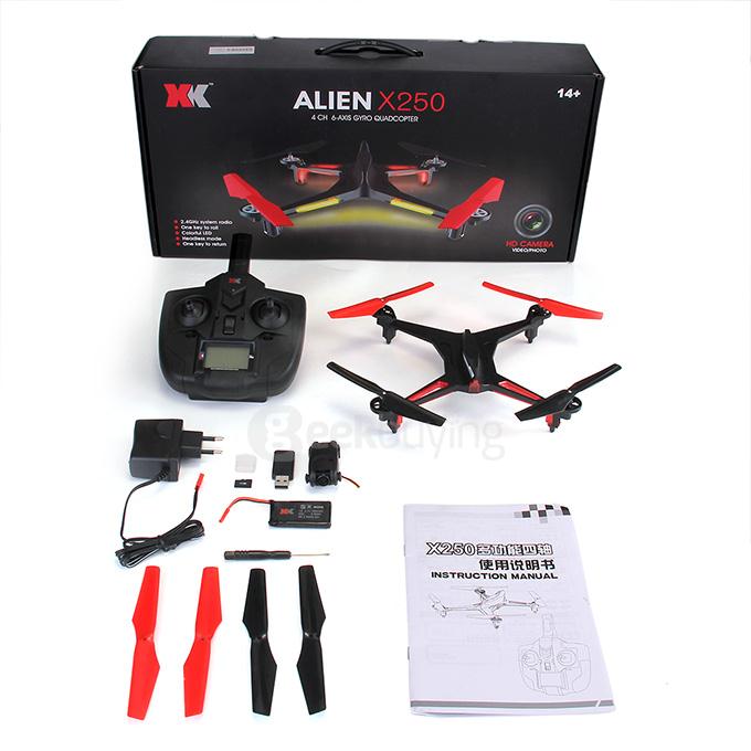 XK Alien X250 2.0MP Camera 2.4G 4CH 6 Axis Gryo RC Drone One Key To Roll Failsafe Compatible With Futaba S-FHSS