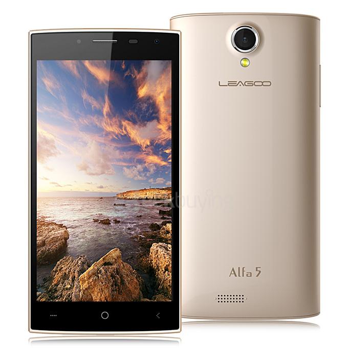 [HK Stock] LEAGOO Alfa 5 Smartphone 5.0inch IPS HD Spreadtrum SC7731 Quad core 1.3GHz 1GB RAM 8GB ROM 3G GPS Smart Wake - Gold