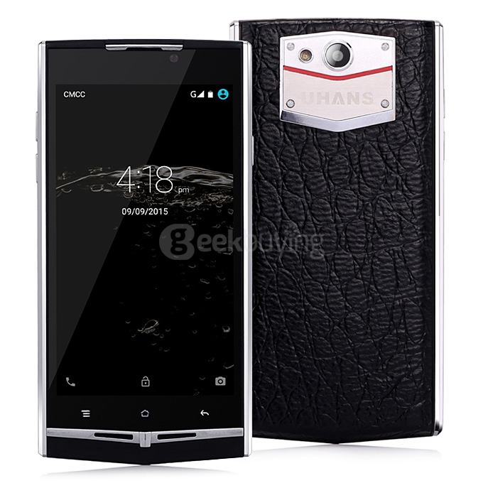 (Package B) UHANS U100 4.7inch HD Screen 2GB RAM 16GB ROM Android 5.1 4G MTK6735 Smartphone (Black) + Original Protective PU Leather for UHANS U100