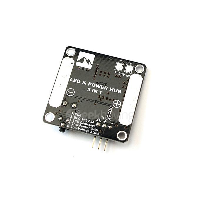 5in1 Power Distribution Board PDB BEC 5V/3A LED Control Tracker Low Voltage Alarm LED & Power HUB