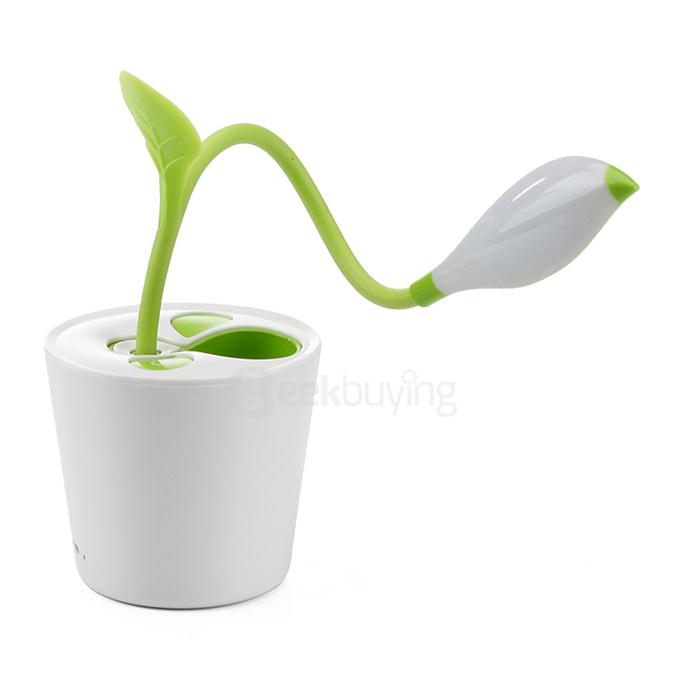 Bean Sprout Adjustable USB LED Desk Table Lamp Light with Pen Storage Organizer for Office Work Study - Green