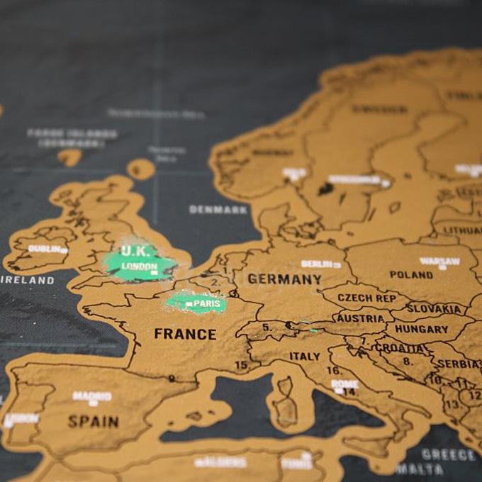 Black Luxury Scratch World Map Cylinder Packing Home Decor Gift