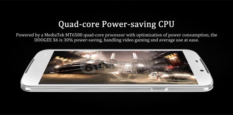 [HK Stock] Doogee X6 5.5inch HD 1280x720 Android 5.1 Smartphone MTK6580 Quad Core 8.0MP 1GB RAM 8GB ROM Dual SIM - Black