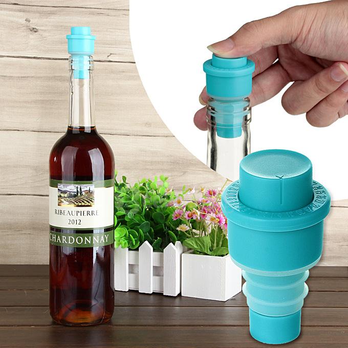 Red Wine Vacuum Bottle Stopper Sealing Plug  - Blue